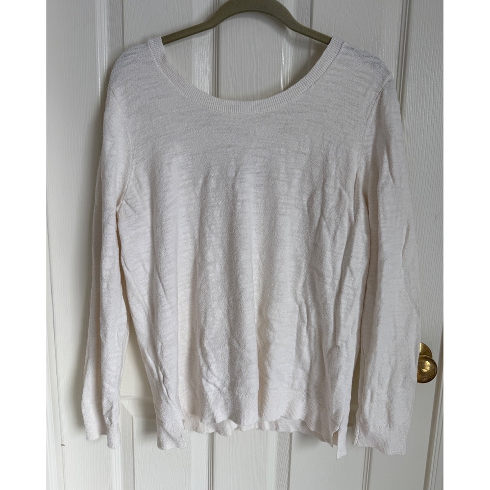 LOFT Cream Knit Long Sleeve Scoop Neck Sweater Top XL